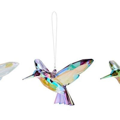 Birds, Kolibri, 3 fach sortiert, L17 cm, transparent/grün/smoke