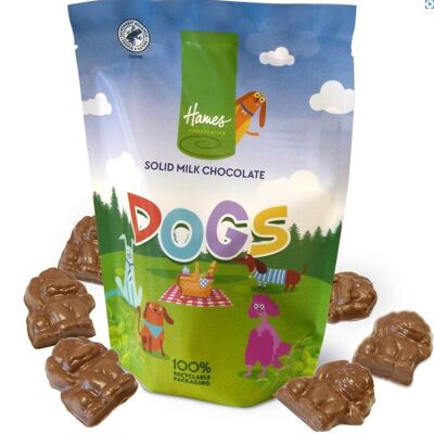 Hames-Hunde in Form von Vollmilchschokolade