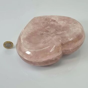 Bol coeur en cristal de quartz rose - Bol rose  5 1
