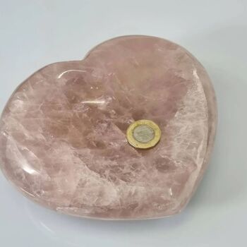 Bol coeur en cristal de quartz rose - Bol rose  5 3
