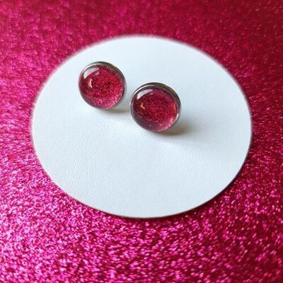 Handmade Sparkly Pink Stud Earrings