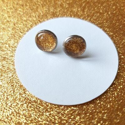 Handmade Sparkly Gold Stud Earrings