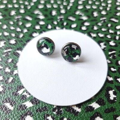 Handmade Green Leopard Print Stud Earrings