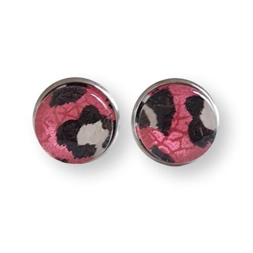 Handmade Pink Leopard Print Stud Earrings