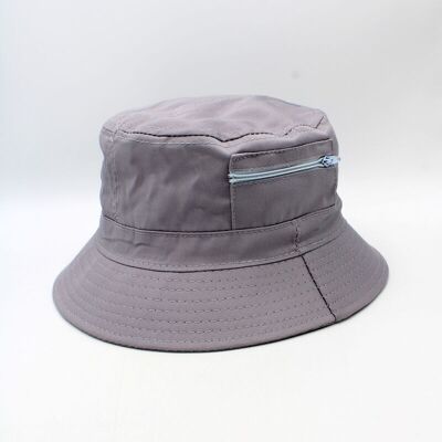 Classic plain cotton bucket hat with zipper