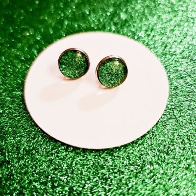 Handmade Green Sparkle Stud Earrings