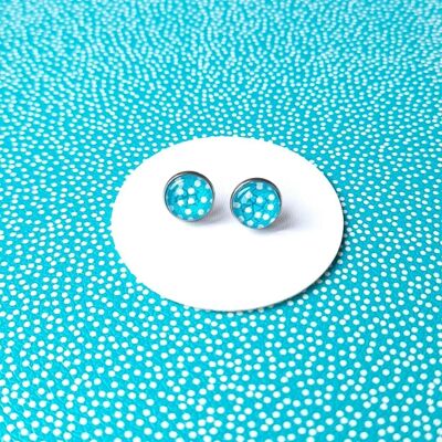 Handmade Turquoise Polka Dot Stud Earrings