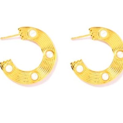 Gold full moon stud earrings