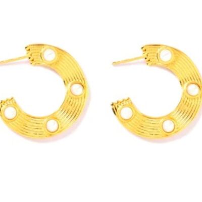 Gold full moon stud earrings