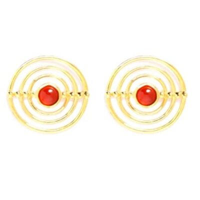 Red booming stud earrings