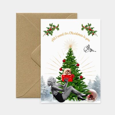 „Alles, was ich mir zu Weihnachten wünsche, bist du“-Weihnachtskarte