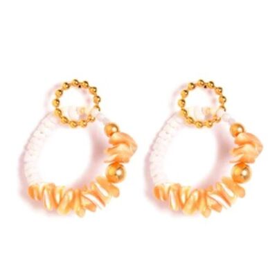 Boucles d'oreilles pendantes en perle et jaspe solide