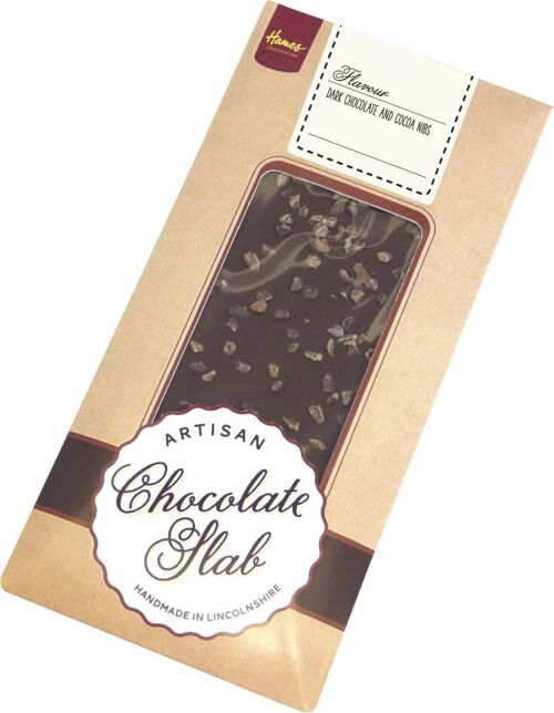 Dark Artisan Chocolate Bar Topped With Cocoa Nibs
