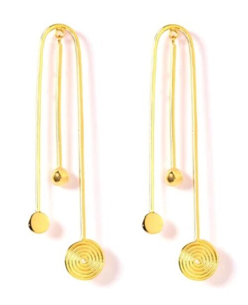 Boucles d'oreilles pendantes "Spiral & Sphere"