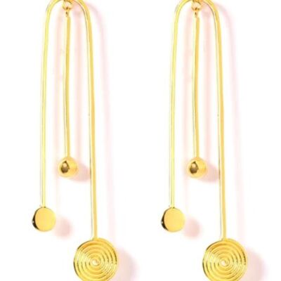 Boucles d'oreilles pendantes "Spiral & Sphere"