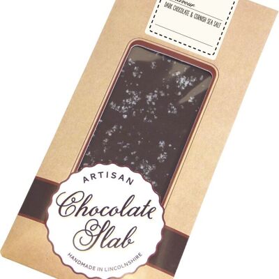 Barra artesanal de chocolate amargo con sal marina de Cornualles