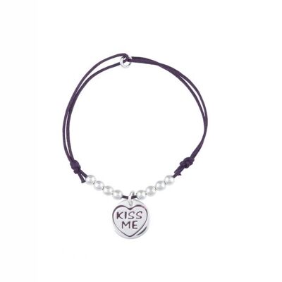 Love Heart, Armband Kiss Me, bordeaux