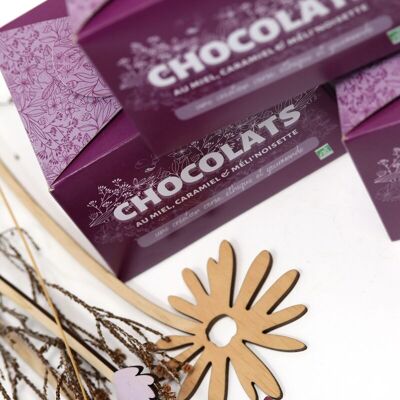 Bio- und Fairtrade-Schokoladen mit Honig und Karamell.