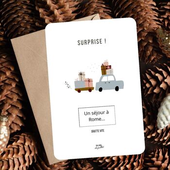 Carte de Noël personnalisable à gratter pour révéler un cadeau ou annoncer un heureux évènement , cadeau Noël enfant ,  cadeau Noël adulte 2