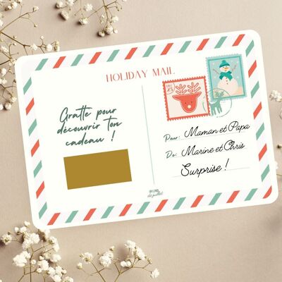 Customizable Christmas scratch card to give a gift or announce good news, Christmas gift voucher, Christmas gift card, personalized scratch ticket, pregnancy announcement, baby announcement, wedding announcement, witness request, godfather request
