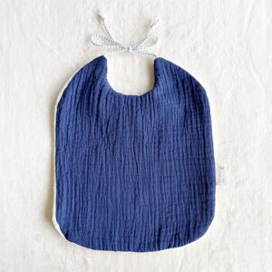 Bavoir naissance gaze coton - Marine