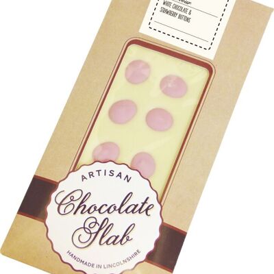 Barra Artesanal de chocolate blanco con Botones de Fresa