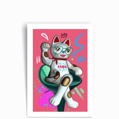 Gatto fortunato - Poster con stampa artistica