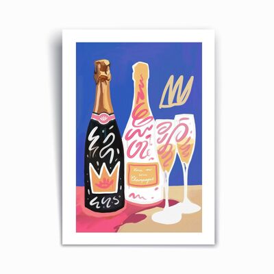 Aime-moi du champagne - Affiche imprimée d’art