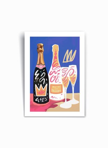 Aime-moi du champagne - Affiche imprimée d’art 1