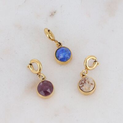 Set of 3 Cassy natural stone charms