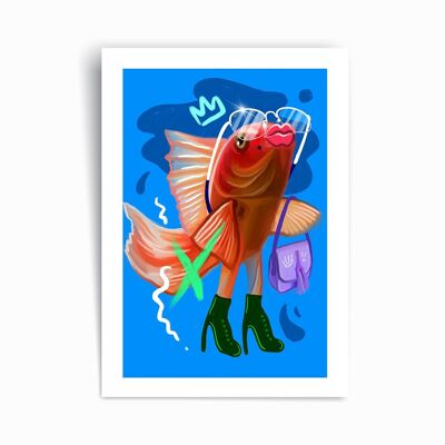 Poisson rouge fantaisie - Affiche imprimée d’art