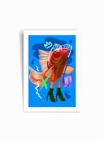 Poisson rouge fantaisie - Affiche imprimée d’art 1
