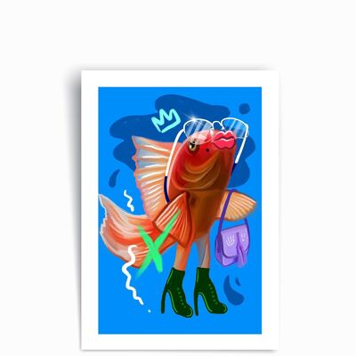 Poisson rouge fantaisie - Affiche imprimée d’art