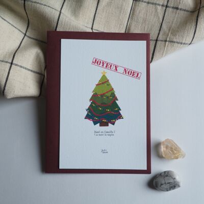 Humorous Christmas card. Christmas smells like a tree