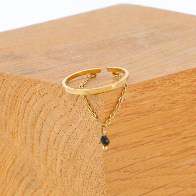 Amberine ring - 2 rows with chain