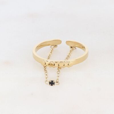XOXOX ring - 2 rows with chain