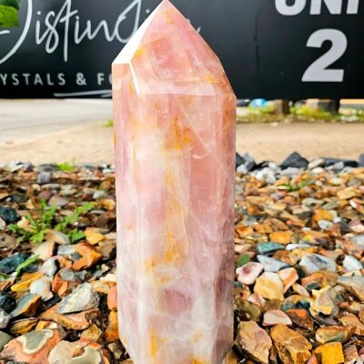 Très grand prisme en cristal de quartz rose