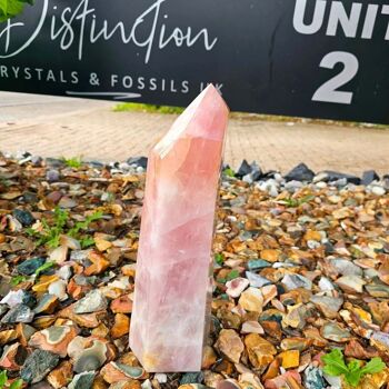Très grand prisme en cristal de quartz rose 2