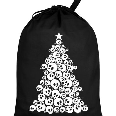 Skull Jumble Xmas Tree Black Santa Sack