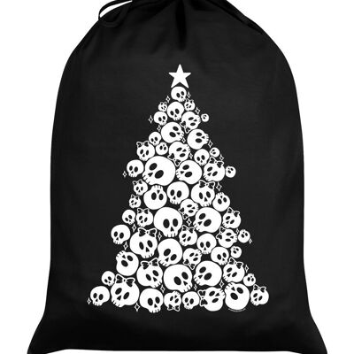 Saco de Papá Noel negro con diseño de árbol de Navidad Skull Jumble