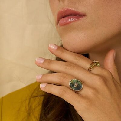 Newis ring - sun and natural stone