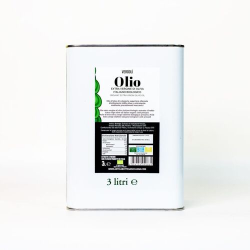 Olio Extra Vergine d'oliva italiano Biologico Verdolì - 3 L