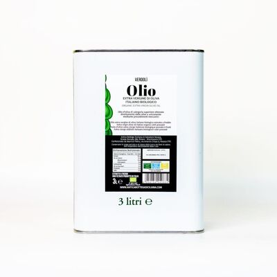 Huile d'olive extra vierge italienne biologique Verdolì - 3 L