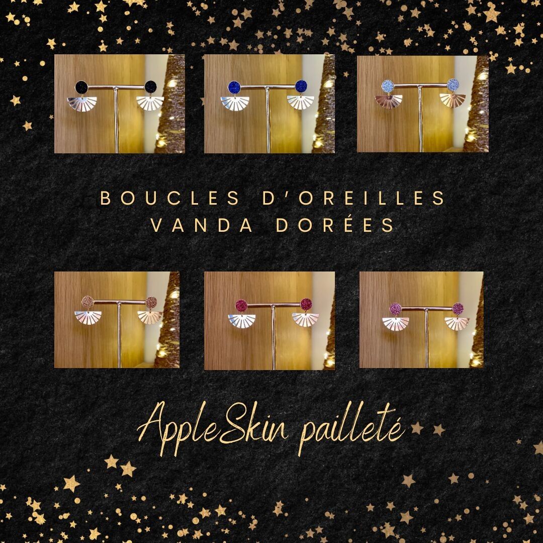 Orecchini VANDA in oro e AppleSkin glitterata