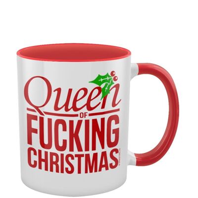 Tazza interna rossa bicolore Queen of Fucking Christmas