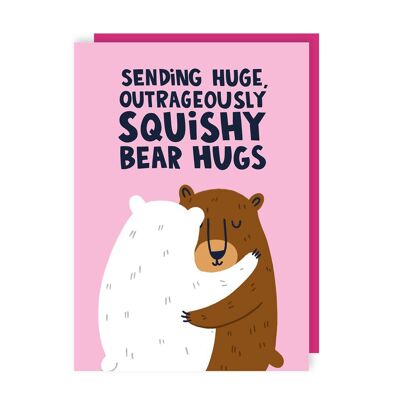 Lindo abrazo de oso pensando en ti paquete de 6 tarjetas