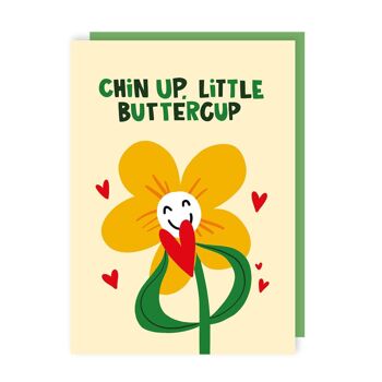 Lot de 6 cartes mignonnes Chin Up Buttercup pensant à vous