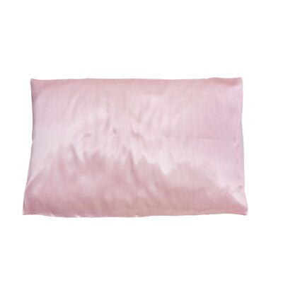 Taie d'oreiller en satin rose poudré