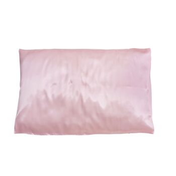 Taie d'oreiller en satin rose poudré 1