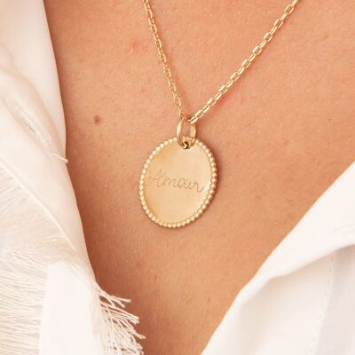 Mother's Day jewelry - Mom gift idea - Love necklace - Disc on chain - Personalized necklace